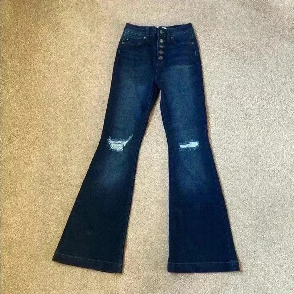 Kancan blue high rise flare jeans in size 24